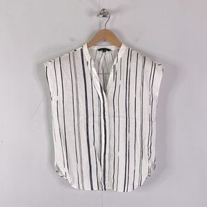 Banana Republic Boxy Linen Stripe Button Up Shirt